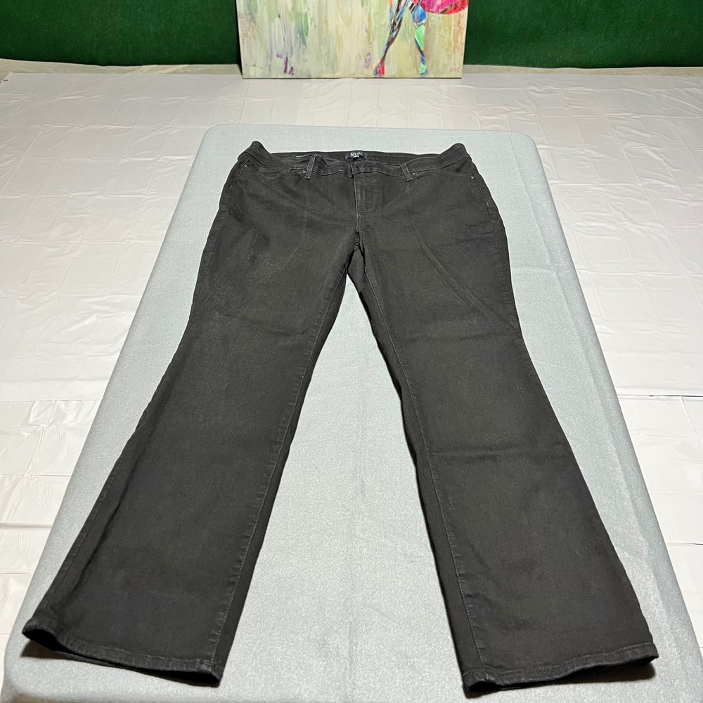 NYDJ Marilyn Straight Black Jeans 18P Lift Tuck Technology Petite Stretch Denim